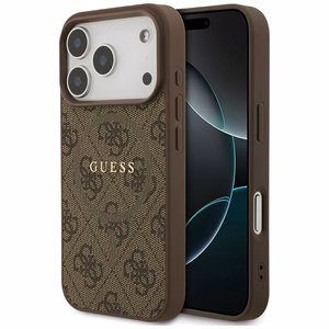 GUESS dėklas telefonui (m) IPHONE 17 Pro suderinamas su MagSafe PU 4G Ring Classic Logo - rudas