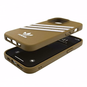 Adidas OR formuotas dėklas PU iPhone 13 Pro / iPhone 13 – smėlio ir auksinis