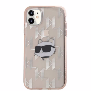 Karl Lagerfeld IML Choupette galvos ir monogramos dėklas iPhone 11 / Xr - rožinė