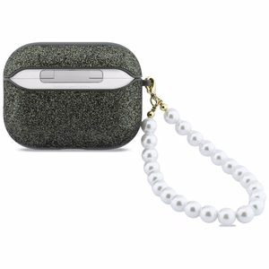 Guess Glitter Pearl Dirželis Dėklas for AirPods Pro 3 - juodas and Glitter