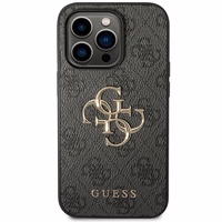 Guess GUHCP15L4GMGGR iPhone 15 Pro 6.1" pilkas/pilkas kietas dėklas 4G Didelis Metalinis Logotipas