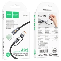 Kabelis USB A / USB C į LED šviesą Hoco 0,3 m UA38C juodas