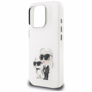 Karl Lagerfeld IML Aquarelle Karl & Choupette & Logo Case for iPhone 16 Pro Max - White