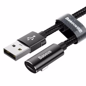 USB laidas Baseus Rythm juodas Lightning 120cm / 90'' kampinis + Lightning jungtis