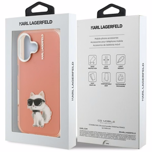 Karl Lagerfeld IML Aquarelle Choupette & Logo iPhone 16 deklas - rozinis
