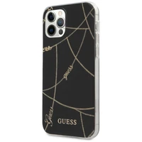 Guess Gold Chain Collection dėklas telefonui iPhone 12 Pro Max 6.7" - Juodas