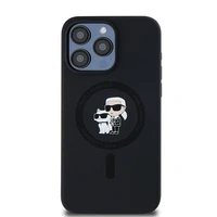Karl Lagerfeld Silikoninis Karl&Choupette Ring MagSafe dėklas telefonui iPhone 15 Pro Max - juodas