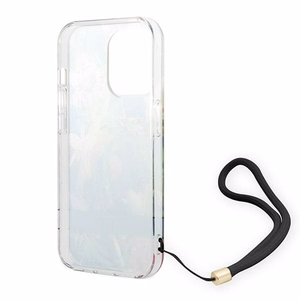 Guess GUOHCP14LHFLSB iPhone 14 Pro 6.1 "mėlynas / mėlynas kietas dėklas Gėlių Dirželis