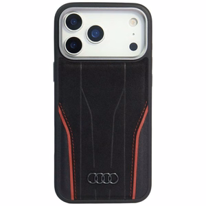 Audi R8 Natūralios odos Magnetinis dėklas telefonui iPhone 17 Pro Max - juodas ir raudonas