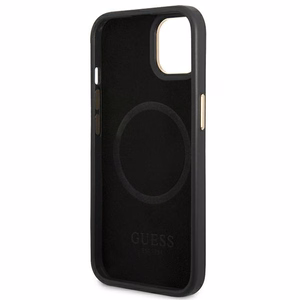 Guess GUHMP14MU4GPRK iPhone 14 Plus 6.7 "juodas / juodas kietas dėklas 4G logotipo plokštelė Magnetinis