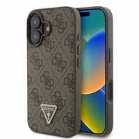 Guess Odinis 4G Trikampis Strass Magnetinis iPhone 16 dėklas - ruda