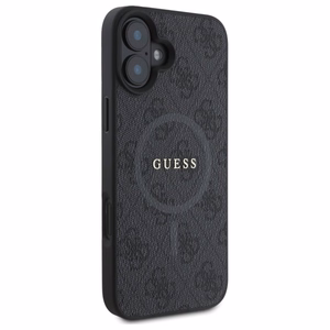 Dėklas telefonui Guess 4G Žiedinis Klasikinis Logotipas MagSafe iPhone 16 - juodas