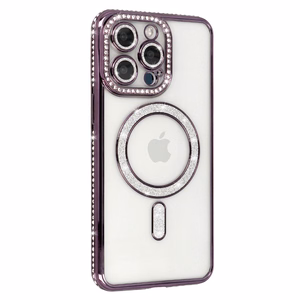 Bling Magnetinis dėklas telefonui Iphone 16 Pro violetinis