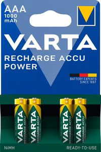 VARTA HR03 AAA Recharge Accu Power 1000 mAh 05703 Įkrovimo tikslumas 4 vnt Žalia, Geltona