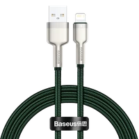 USB laidas "Lightning Baseus Cafule", 2,4 A, 1 m (žalias)