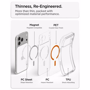 Spigen Ultra Hybrid MagSafe dėklas iPhone 18 Pro / 17 Pro, skaidrus oranžinis
