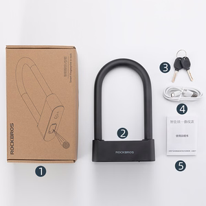 Rockbros 32210818001 SMART dviračio spyna su pirštų atspaudų skaitytuvu ir Bluetooth ryšiu - juoda