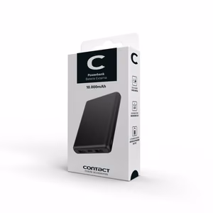 Contact Powebank 10000mAh 10W+cable USB-A USB-C Black