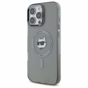 Karl Lagerfeld IML Metalinis Choupette Head Magnetinis dėklas telefonui iPhone 16 Pro - juodas