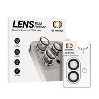 Grūdintas stiklas Tel Protect 3D objektyvo apsaugai ant kameros iPhone 16/16 Plus juodi (lęšiai 2 vnt.)