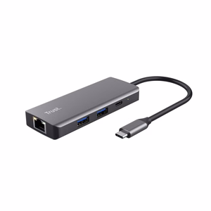 Trust Dalyx - 6-in-1 USB-C daugiafunkcis adapteris, 1000 Mbit/s (sidabrinis)
