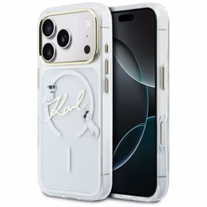 Karl Lagerfeld IML Choupettes Karl Script Logo MagSafe Dėklas for iPhone 17 Pro Max - Clear