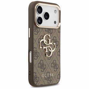 GUESS GUE005483 (PU W/ Big 4G Classic Logo) dėklas, skirtas iPhone 18 Pro / 17 Pro, spalva – ruda ir auksinė