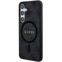 Guess 4G Collection Odinis Metalinis Logotipas Magnetinis dėklas telefonui Samsung Galaxy S24 - juoda