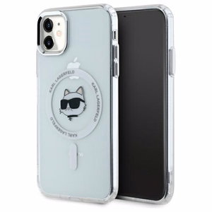 Karl Lagerfeld IML Metalinė Choupette galva MagSafe dėklas iPhone 11 - baltas