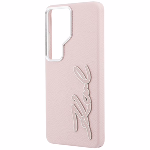 Karl Lagerfeld dėklas Grained Signature Metal Resin Logo Samsung Galaxy S26 Ultra rožinis