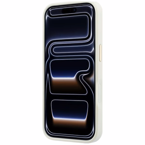 Guess Peony 4G Small Logo MagSafe dėklas, skirtas iPhone 17 Pro Max / 18 Pro Max, smėlio spalvos
