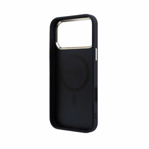 Dėklas Guess PU Leather 4G Gold Frame MagSafe Apple iPhone 18 Pro juodas