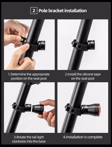 Rockbros Q5 galinis dviračio žibintas su Intelligent Stop System - juodas