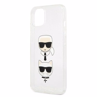 Karl Lagerfeld Glitter Karl's & Choupette Head Dėklas iPhone 13 mini - sidabrinis