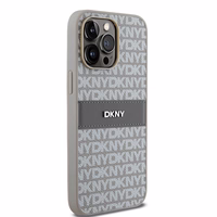 DKNY Odinis mono juosta ir metalinis logotipas dėklas telefonui iPhone 14 Pro Max - smėlio