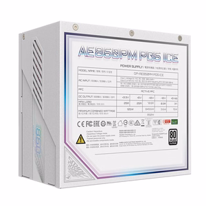 GIGABYTE AORUS ELITE P850W ICE maitinimo šaltinis - PCIe 5.0, 80 PLUS Platinum, pilnai modulinė konstrukcija, 120mm ventiliatorius, ATX 3.0 suderinamas, EU kištukas