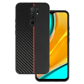 Tel Protect ANGLIES dėklas Xiaomi Redmi 9 juodas su raudona juosta