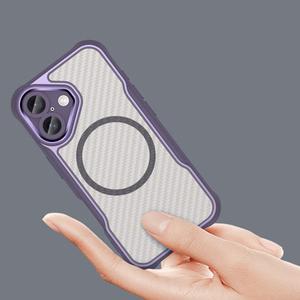 Lyderiaujanti serija Magnetinis silikoninis dėklas telefonui iPhone 16 Plus (m) - violetinis