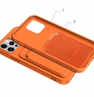 Kortelių dėklas silikoninė piniginė su kortelių skyriumi dokumentams iPhone 12 Pro, oranžinis
