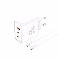 FONENG tinklo įkroviklis Gan50-EU GaN PD 65W 2xUSB-C + 1xUSB QC3.0 + laidas USB-C - USB-C baltas