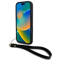 DKNY Wrist Strap Stock Logo dėklas telefonui iPhone 16 Pro - juodas
