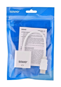SAVIO HDMI (M) į VGA (F) adapteris baltas CL-201