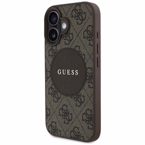 Guess 4G Circle Classic Logo Magnetinis dėklas telefonui iPhone 16 - rudas