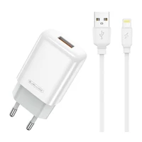 Įkroviklis Jellico EU01 2.4A USB-A + USB-A to Lightning cable 1.0m baltas