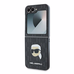 Karl Lagerfeld Saffiano monogramos dėklas telefonui Samsung Galaxy Z Flip 6 - juoda