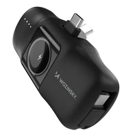 Wozinsky WF16-YCS 5000mAh 15W USB-C mini išorinė baterija su įmontuotu USB-C kabeliu ir Apple Watch įkrovikliu - juoda