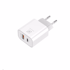 Sieninis įkroviklis MX ALFA 20W PD+QC, USB-A+C baltas TTT