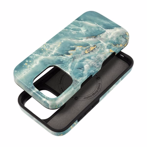 FORCELL F-PROTECT Mirage, karinio lygio dėklas su MagSafe, suderinamas su IPHONE 15 PRO MAX žalias marmuras