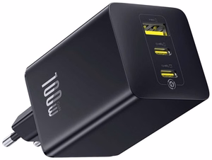 Baseus EnerFill FE11 100W sieninis įkroviklis 2 x USB-C + USB-A - juodas