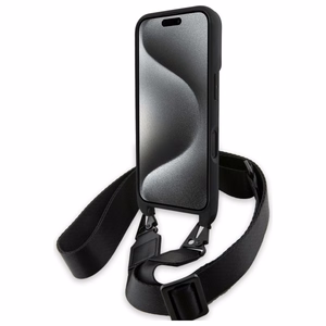 BMW M Edition Carbon Stripe & Strap Dėklas telefonui Apple iPhone 16 Plus - juodas